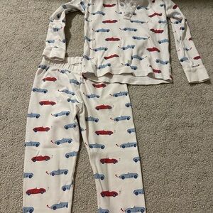 Little English Car Print Pajama Set - Red and Blue